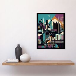 "Artery8 Wall Art Print Dundee City Modern Abstract Geometric Cityscape Art Framed in Black - Size: W12"" x H16""" - thumbnail 2