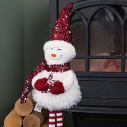 Samuel Alexander 50cm Large Soft Fabric Standing Snow Christmas Decoration in White - thumbnail 4