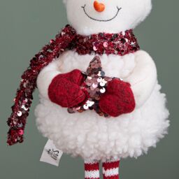 Samuel Alexander 50cm Large Soft Fabric Standing Snow Christmas Decoration in White - thumbnail 5