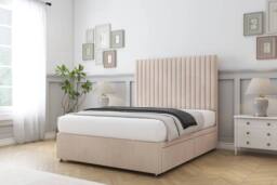 "Sloomy Manhattan Naples Divan Bed Base 2 Drawers Foot-End - 26"" Headboard in Light Sand - Size: Super King" - thumbnail 3