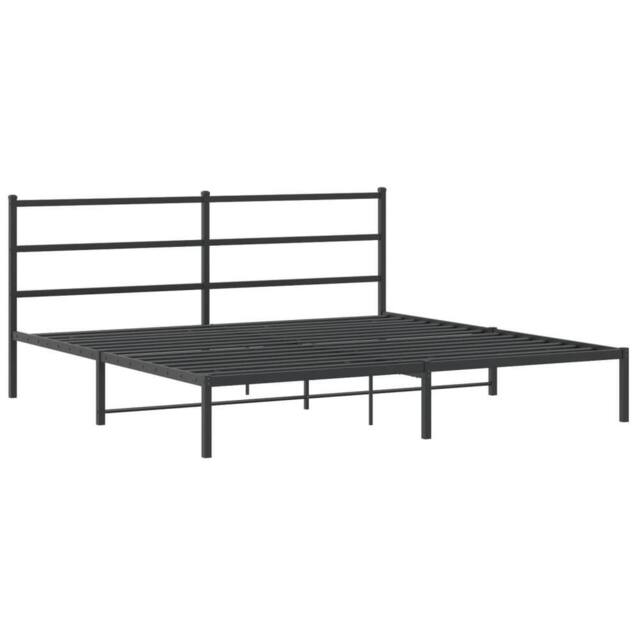 Berkfield Home Metal Bed Frame without Mattress with Headboard Black 180x200cm - Size: Super King - image 1
