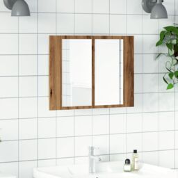 Berkfield Home LED Mirror Cabinet Artisan Oak 60x12x45 cm Engineered Wood in Brown - Size: 60 x 12 x 45 cm - thumbnail 4