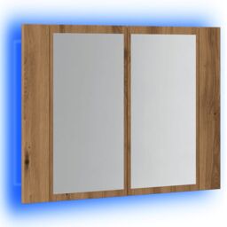 Berkfield Home LED Mirror Cabinet Artisan Oak 60x12x45 cm Engineered Wood in Brown - Size: 60 x 12 x 45 cm - thumbnail 3