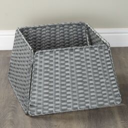 Samuel Alexander Foldable Faux Rattan Christmas Tree Skirt in Grey - thumbnail 2