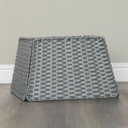 Samuel Alexander Foldable Faux Rattan Christmas Tree Skirt in Grey - thumbnail 4