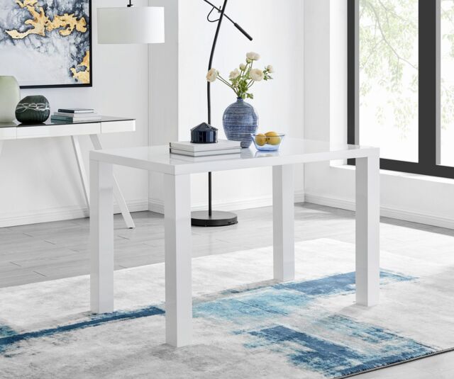 FurnitureboxUK Pivero 120cm 4-Seater Modern High Gloss Dining Table in White - image 1