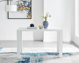 FurnitureboxUK Pivero 120cm 4-Seater Modern High Gloss Dining Table in White - thumbnail 2
