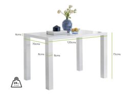 FurnitureboxUK Pivero 120cm 4-Seater Modern High Gloss Dining Table in White - thumbnail 6