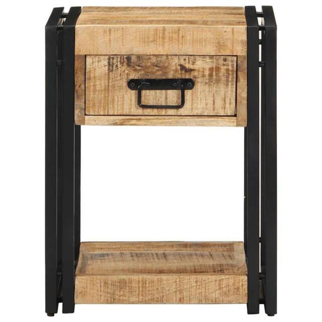 Berkfield Home Beautiful Bedside Cabinet 40x35x50 cm Solid Rough Wood Mango in Brown - Size: 40 x 35 x 50 cm