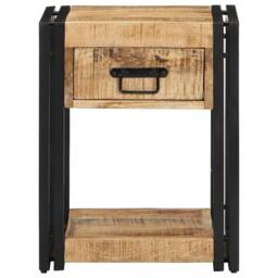 Berkfield Home Beautiful Bedside Cabinet 40x35x50 cm Solid Rough Wood Mango in Brown - Size: 40 x 35 x 50 cm - thumbnail 1