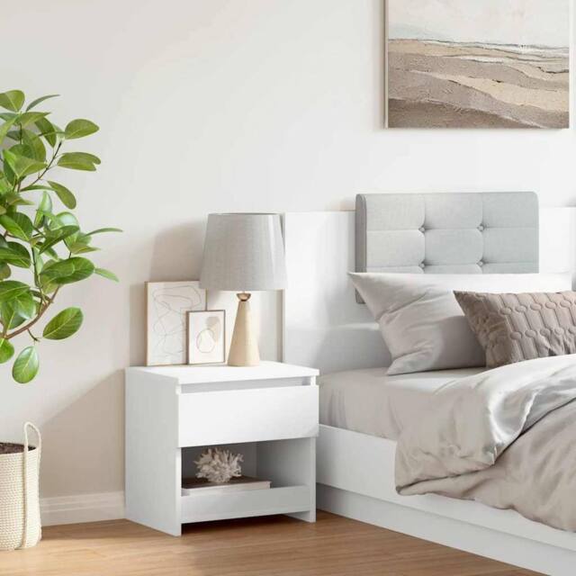 Berkfield Home Elegant Bedside Cabinet White 40x30x39 cm Engineered Wood - Size: 40 x 30 x 39 cm - image 1