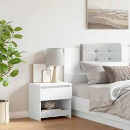 Berkfield Home Elegant Bedside Cabinet White 40x30x39 cm Engineered Wood - Size: 40 x 30 x 39 cm - thumbnail 1
