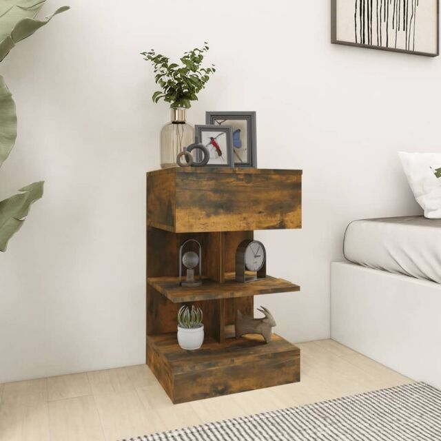 Berkfield Home Bedside Cabinets 2 pcs Smoked Oak 40x35x65 cm Engineered Wood in Brown - Size: 40 x 35 x 65 cm - image 1