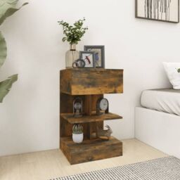 Berkfield Home Bedside Cabinets 2 pcs Smoked Oak 40x35x65 cm Engineered Wood in Brown - Size: 40 x 35 x 65 cm - thumbnail 1