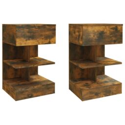 Berkfield Home Bedside Cabinets 2 pcs Smoked Oak 40x35x65 cm Engineered Wood in Brown - Size: 40 x 35 x 65 cm - thumbnail 2