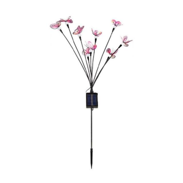 Obasyhig 9 LEDs Solar Butterfly & Firefly Garden Ground Lights in Pink - image 1