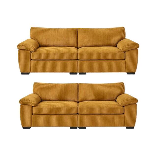 Bliss Furniture Amalfi 3+2 Seater Split Sofa Soft Fabric in Mustard - Size: 5 Pack - image 1