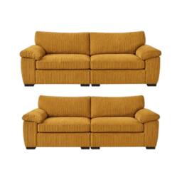 Bliss Furniture Amalfi 3+2 Seater Split Sofa Soft Fabric in Mustard - Size: 5 Pack