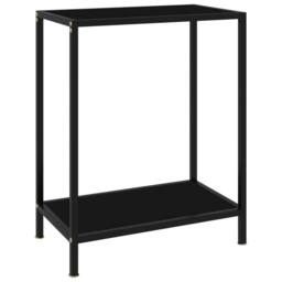 Berkfield Home Stylish Console Table Black 60x35x75 cm Tempered Glass - Size: 60 x 35 x 75 cm - thumbnail 2