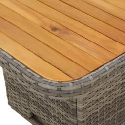 Berkfield Home Garden Table Grey 80x80x71 cm Poly Rattan & Acacia Wood - Size: 80 x 80 x 71 cm - thumbnail 9