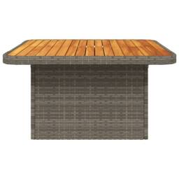 Berkfield Home Garden Table Grey 80x80x71 cm Poly Rattan & Acacia Wood - Size: 80 x 80 x 71 cm - thumbnail 6
