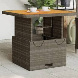 Berkfield Home Garden Table Grey 80x80x71 cm Poly Rattan & Acacia Wood - Size: 80 x 80 x 71 cm - thumbnail 2