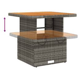 Berkfield Home Garden Table Grey 80x80x71 cm Poly Rattan & Acacia Wood - Size: 80 x 80 x 71 cm - thumbnail 4