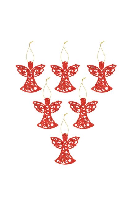VFM e-Store Christmas Tree Decoration Hanging Glitter Angel 6 Red - image 1