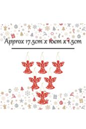 VFM e-Store Christmas Tree Decoration Hanging Glitter Angel 6 Red - thumbnail 2