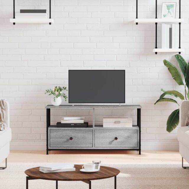 Berkfield Home TV Cabinet Grey Sonoma 90x33x45 cm Engineered Wood&Iron - Size: 90 x 33 x 45 cm - image 1