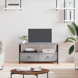 Berkfield Home TV Cabinet Grey Sonoma 90x33x45 cm Engineered Wood&Iron - Size: 90 x 33 x 45 cm - thumbnail 1