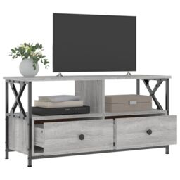 Berkfield Home TV Cabinet Grey Sonoma 90x33x45 cm Engineered Wood&Iron - Size: 90 x 33 x 45 cm - thumbnail 4