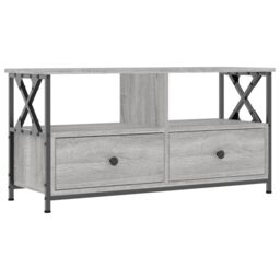 Berkfield Home TV Cabinet Grey Sonoma 90x33x45 cm Engineered Wood&Iron - Size: 90 x 33 x 45 cm - thumbnail 2