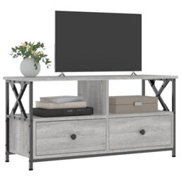 Berkfield Home TV Cabinet Grey Sonoma 90x33x45 cm Engineered Wood&Iron - Size: 90 x 33 x 45 cm - thumbnail 3