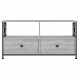 Berkfield Home TV Cabinet Grey Sonoma 90x33x45 cm Engineered Wood&Iron - Size: 90 x 33 x 45 cm - thumbnail 5