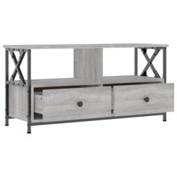 Berkfield Home TV Cabinet Grey Sonoma 90x33x45 cm Engineered Wood&Iron - Size: 90 x 33 x 45 cm - thumbnail 6