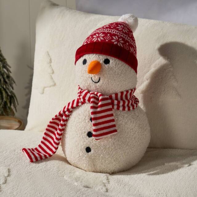 OHS Xmas Snowman Shaped Scatter Cushion Decorative Pillow in White - image 1