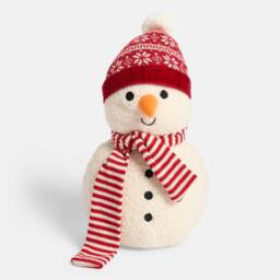 OHS Xmas Snowman Shaped Scatter Cushion Decorative Pillow in White - thumbnail 3