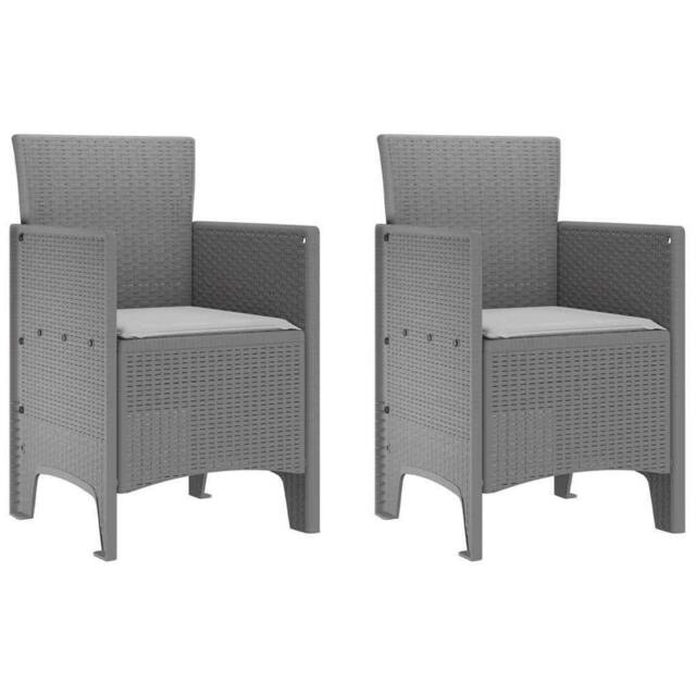 Berkfield Home Garden Chair Set of 2 Light grey Polyethylene Rattan Standard - image 1