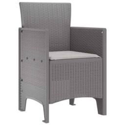 Berkfield Home Garden Chair Set of 2 Light grey Polyethylene Rattan Standard - thumbnail 4