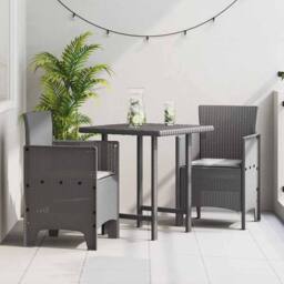 Berkfield Home Garden Chair Set of 2 Light grey Polyethylene Rattan Standard - thumbnail 2