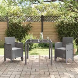 Berkfield Home Garden Chair Set of 2 Light grey Polyethylene Rattan Standard - thumbnail 3