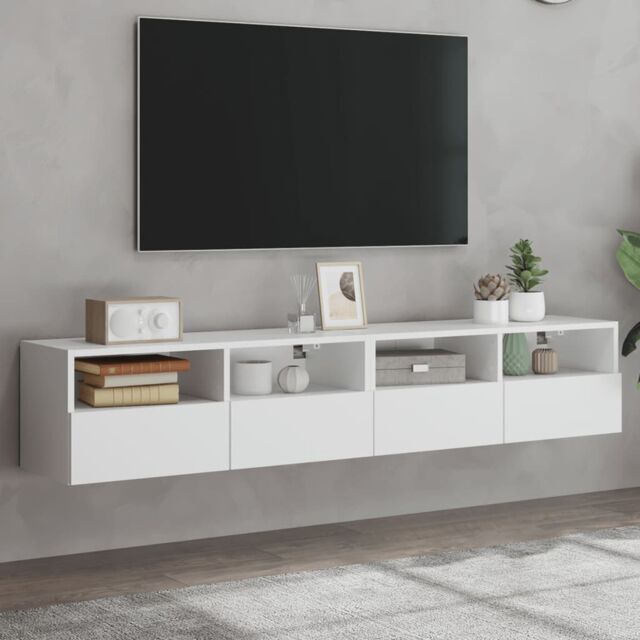 Berkfield Home TV Wall Cabinets 2 pcs White 80x30x30 cm Engineered Wood - Size: 80 x 30 x 30 cm - image 1
