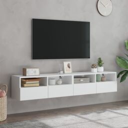 Berkfield Home TV Wall Cabinets 2 pcs White 80x30x30 cm Engineered Wood - Size: 80 x 30 x 30 cm - thumbnail 3