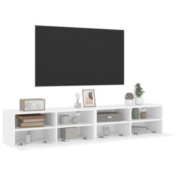 Berkfield Home TV Wall Cabinets 2 pcs White 80x30x30 cm Engineered Wood - Size: 80 x 30 x 30 cm - thumbnail 6