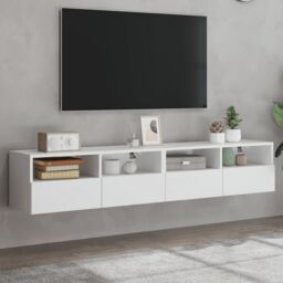 Berkfield Home TV Wall Cabinets 2 pcs White 80x30x30 cm Engineered Wood - Size: 80 x 30 x 30 cm