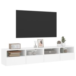 Berkfield Home TV Wall Cabinets 2 pcs White 80x30x30 cm Engineered Wood - Size: 80 x 30 x 30 cm - thumbnail 5