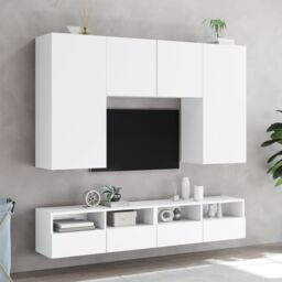 Berkfield Home TV Wall Cabinets 2 pcs White 80x30x30 cm Engineered Wood - Size: 80 x 30 x 30 cm - thumbnail 4