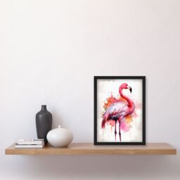 Artery8 Wall Art Print Watercolour Flamingo Pink Ink Splat Design Watercolour Art Framed - Size: A4 - thumbnail 4