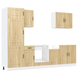 Berkfield Home 7 Piece Kitchen Cabinet Set Kalmar Sonoma Oak Engineered Wood in Brown - thumbnail 2